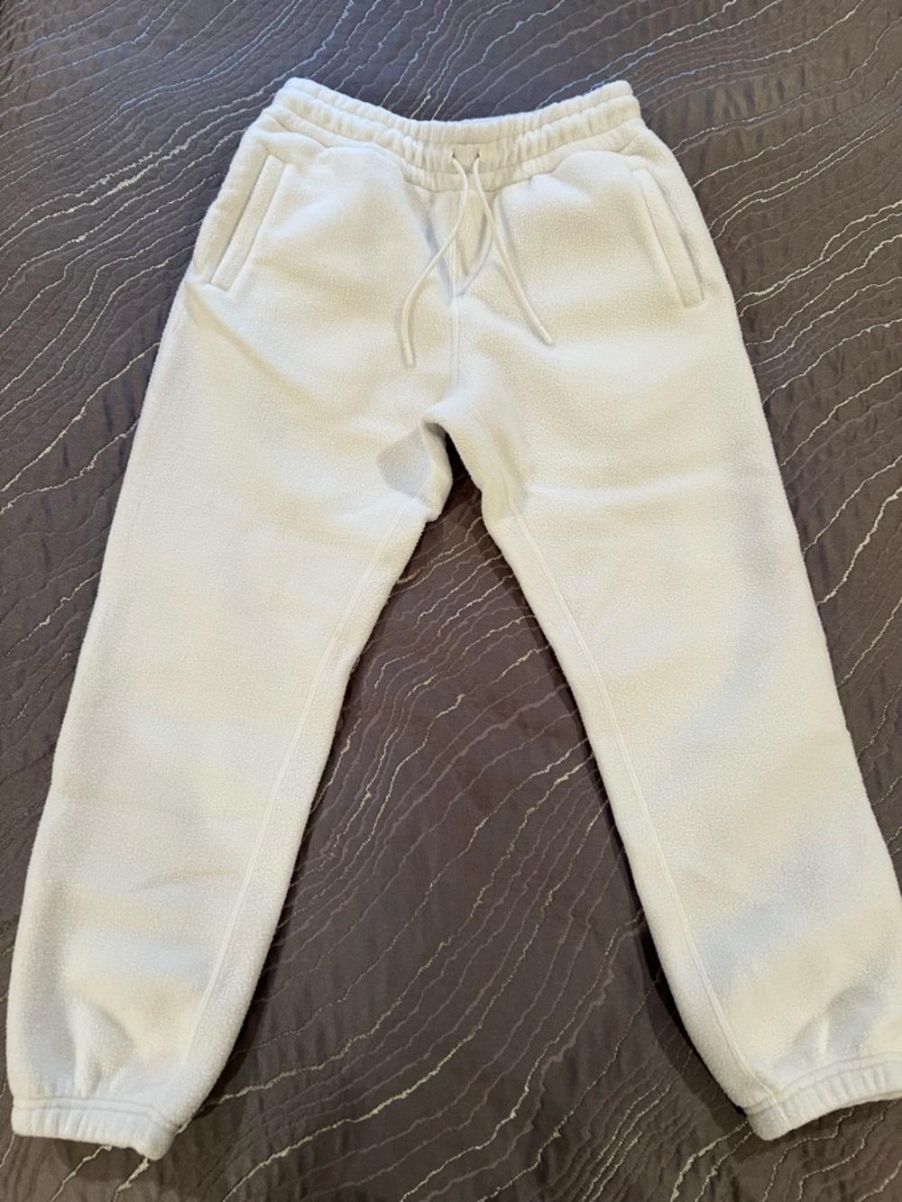 Yellow Label Co. Men’s Polar Fleece Sweatpants in White
